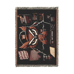 Detective Owl Woven Blanket — Noir Mystery Owl Throw for Cozy Home Decor