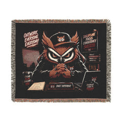 Detective Owl Woven Blanket — Noir Mystery Owl Throw for Cozy Home Decor