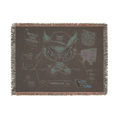 Detective Owl Woven Blanket — Noir Mystery Owl Throw for Cozy Home Decor