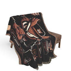 Detective Owl Woven Blanket — Noir Mystery Owl Throw for Cozy Home Decor
