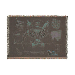 Detective Owl Woven Blanket — Noir Mystery Owl Throw for Cozy Home Decor