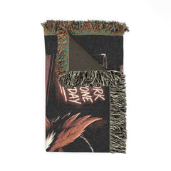 Detective Owl Woven Blanket — Noir Mystery Owl Throw for Cozy Home Decor