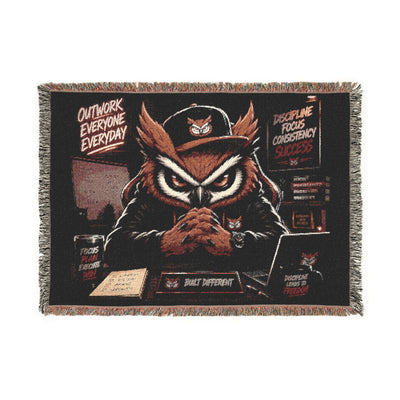 Detective Owl Woven Blanket — Noir Mystery Owl Throw for Cozy Home Decor